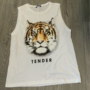 WILFOX Women’s Sleeveless Graphic T-SHIRT TIGER SZ MEDIUM Distress